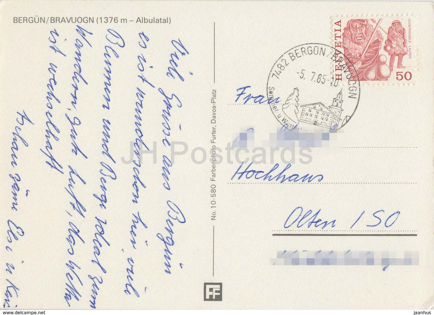 Bergun - Bravuogn - 1376 m Albulatal - 1985 - Schweiz - gebraucht