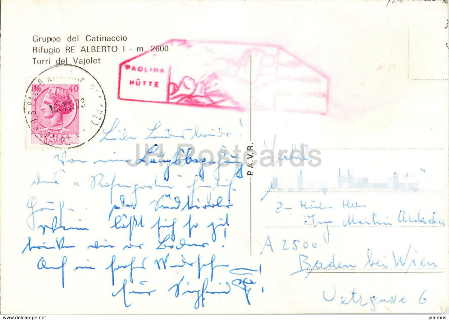 Rifugio Re Alberto - Gruppo del Catinaccio - Torri del Vajolet - 1973 - Italy - used