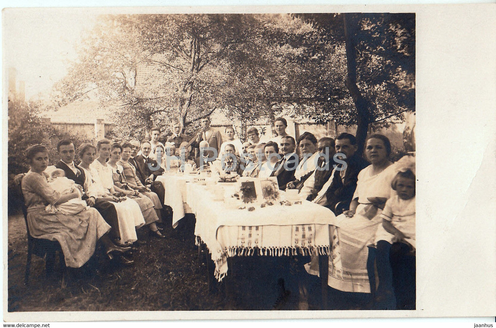 Group of People - celebration - photo - old postcard - unused - JH Postcards