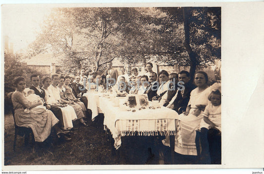 Group of People - celebration - photo - old postcard - unused - JH Postcards