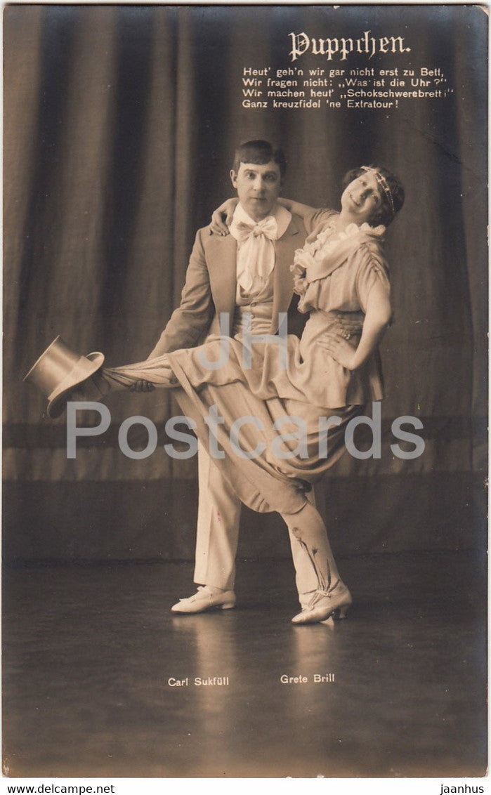 Carl Sukfull - Grete Brill - Puppchen - dance - Bruno Wiehr - old postcard - Germany - unused - JH Postcards