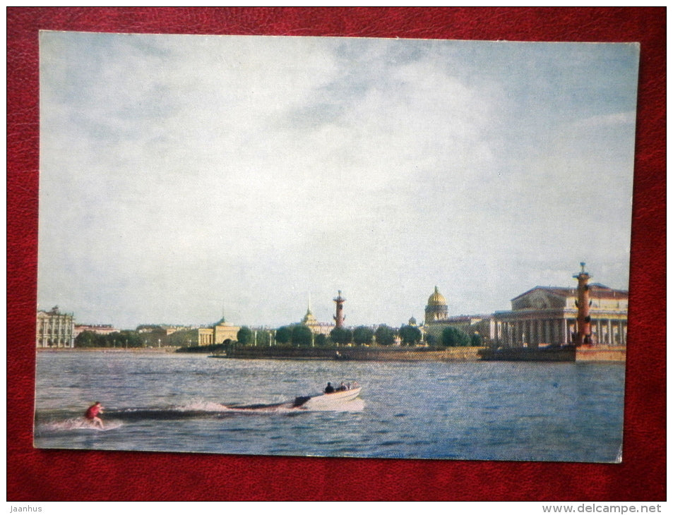 Neva river - Vasilyevski island Promontory - Leningrad - St. Petersburg - 1962 - Russia USSR - unused - JH Postcards