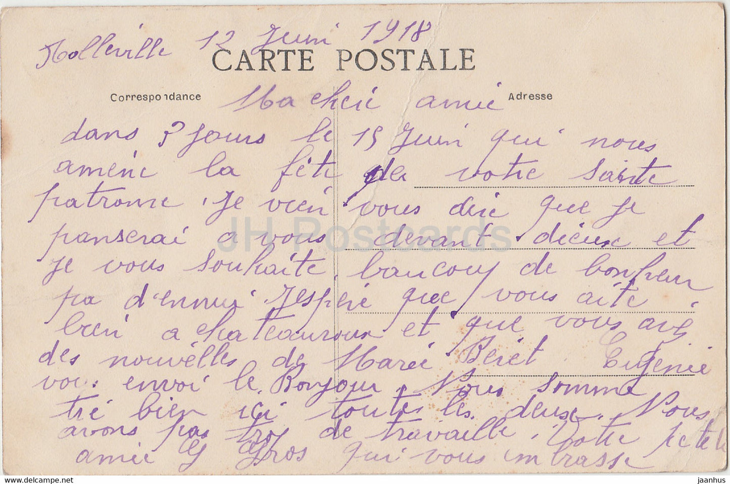 Rolleville - Interieur de l'Eglise - church - old postcard - 1918 - France - used