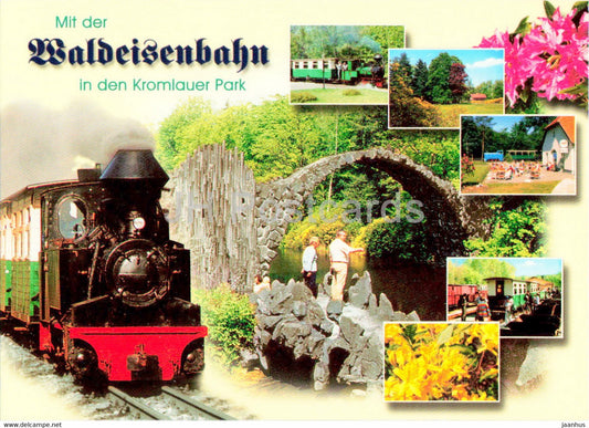 Waldeisenbahn in den Kromlauer Park - train - railway - locomotive - Germany - unused - JH Postcards
