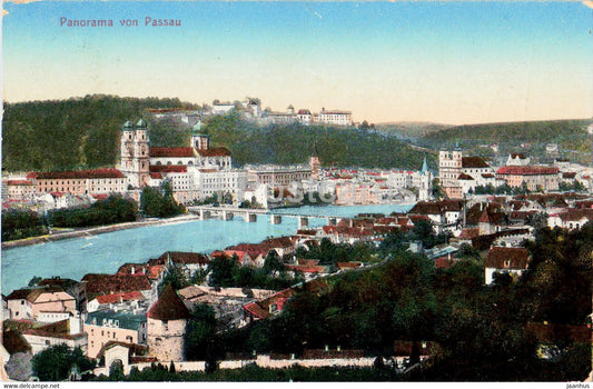 Panorama von Passau - 1669 - old postcard - 1912 - Germany - used - JH Postcards