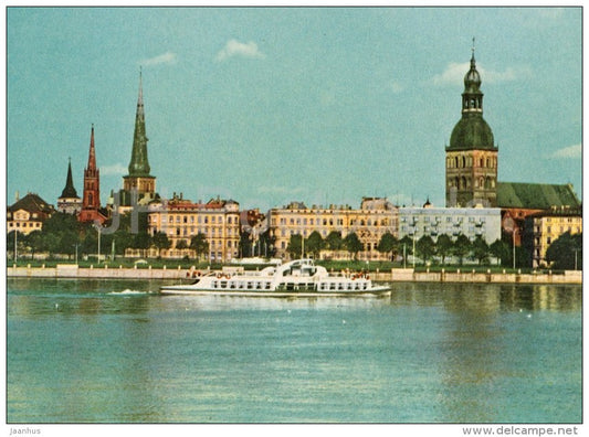 panorama of Riga - passenger boat - Riga - 1963 - Latvia USSR - unused - JH Postcards