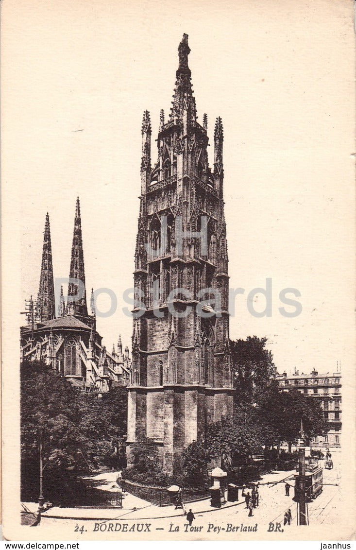 Bordeaux - La Tour Pey Berland - 24 - old postcard - 1922 - France - used