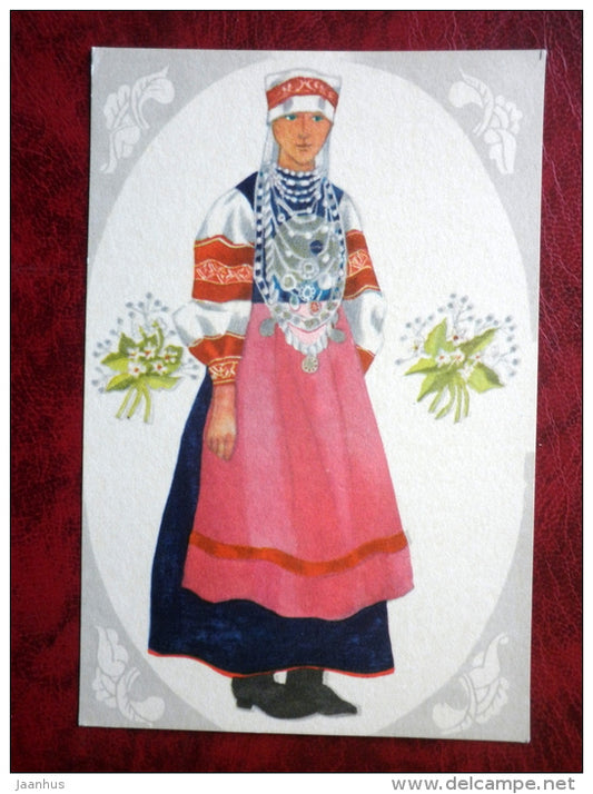 Estonian national costumes - Setu woman - 1975 - Estonia - USSR - unused - JH Postcards