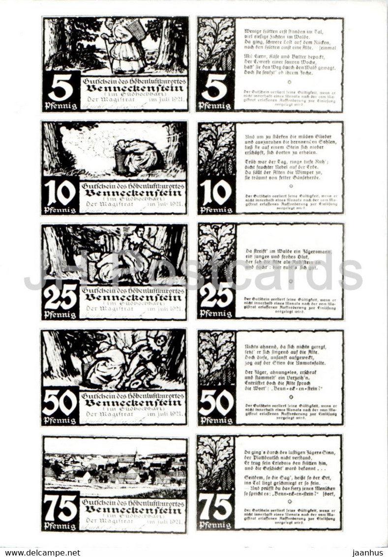 5 Pfennig Benneckenstein - Germany DDR - unused - JH Postcards