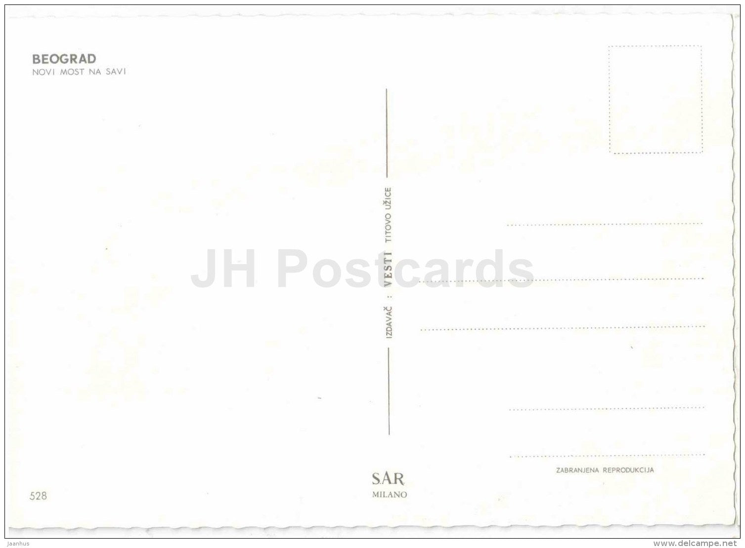 bridge - boat - Belgrade - Beograd - 528 - Serbia - Yugoslavia - unused - JH Postcards