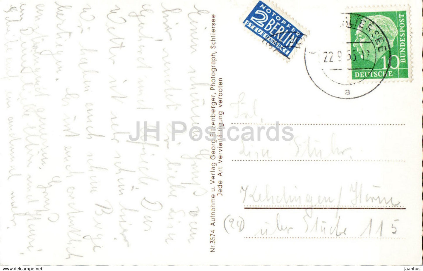 Schliersee geg Brecherspitz u Jagerkamp - 3574 - old postcard - 1956 - Germany - used