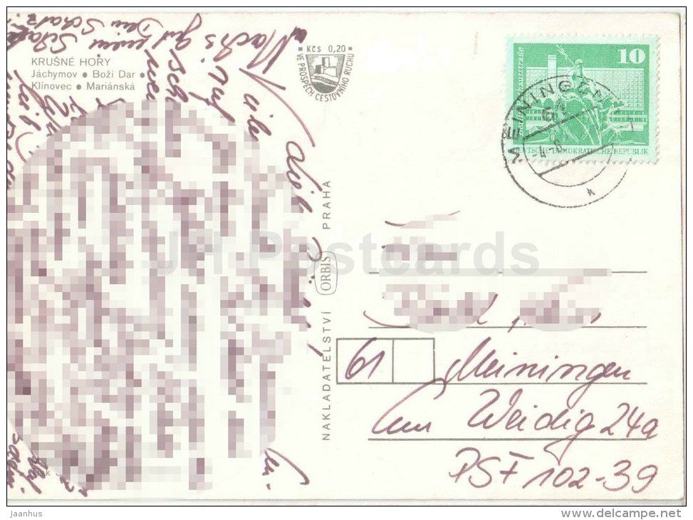 Krusne Hory - Jachymov - Bozi dar - Klinovec - Marianska - Czechoslovakia - Czech - used - JH Postcards