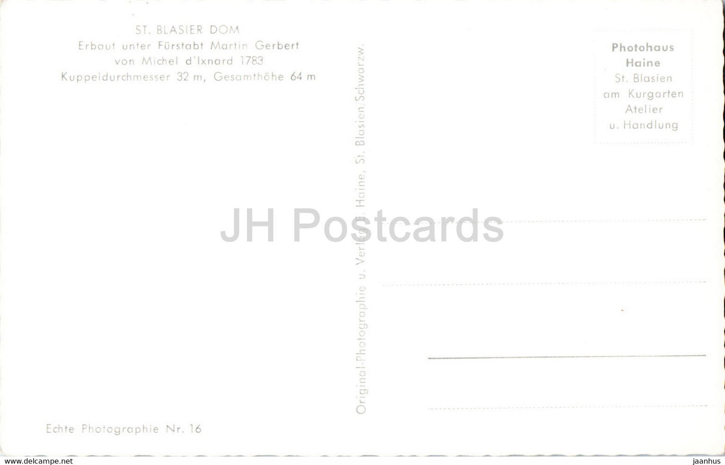 St Blasien - heilklimatischer Jahreskurort - Dom - cathedral - old postcard - Germany - unused