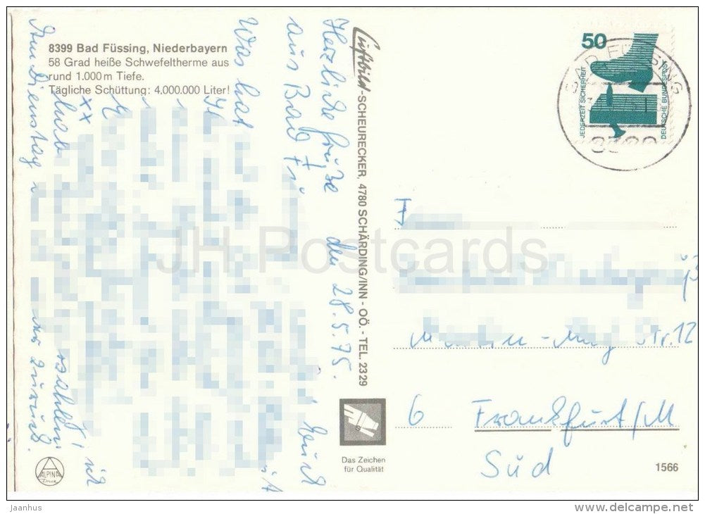 Thermalbad Bad Füssing - 8399 - Germany - 1975 gelaufen - JH Postcards