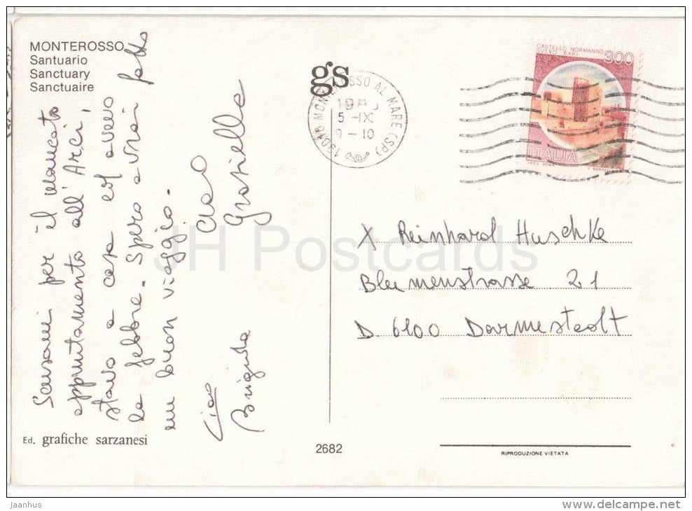 Santuario - sanctuary - Monterosso - La Spezia - Liguria - 2682 - Italia - Italy - used - JH Postcards