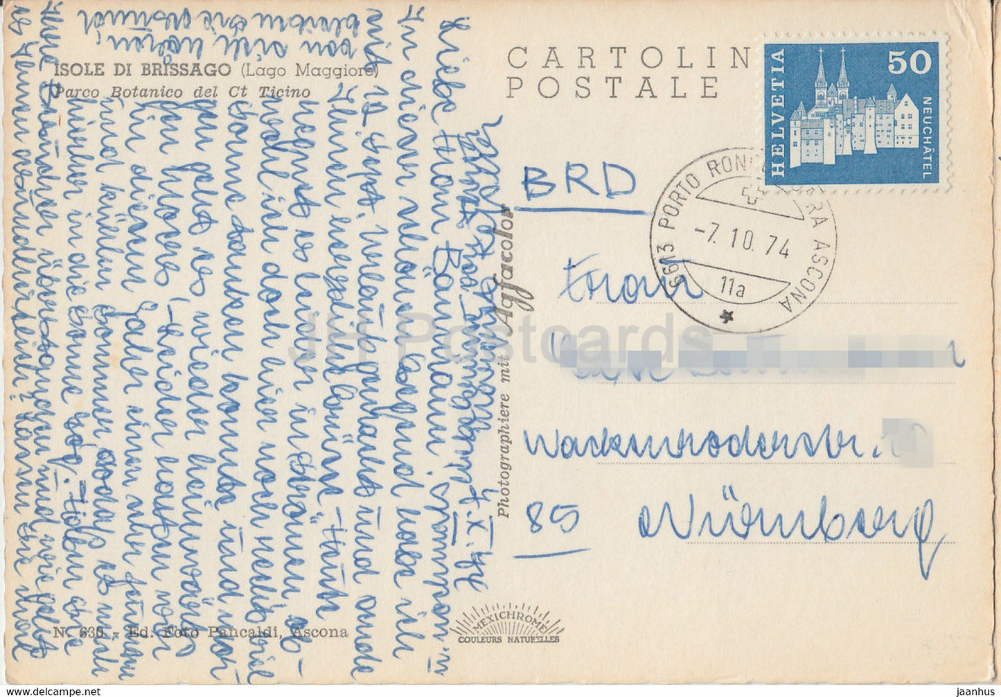 Isole di Brissago - Lago Maggiore - Parco Botanico del Ct Ticino - 1974 - Suisse - occasion