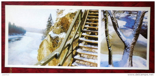 Latvian views - river - winter - 1980 - Latvia USSR - unused - JH Postcards
