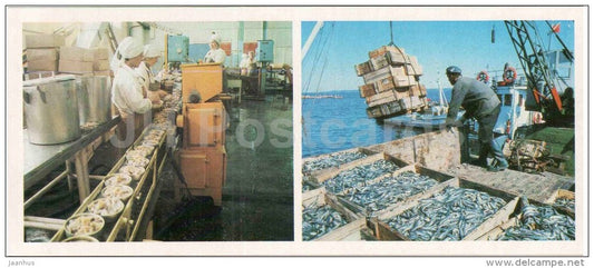 fish Factory - fishery - fishing boat - Karelia - Karjala - 1985 - Russia USSR - unused - JH Postcards