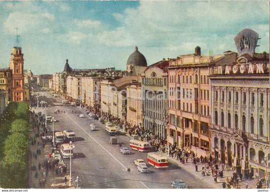 Leningrad - St Petersburg - Nevsky Prospect - transport - 1962 - Russia USSR - unused - JH Postcards