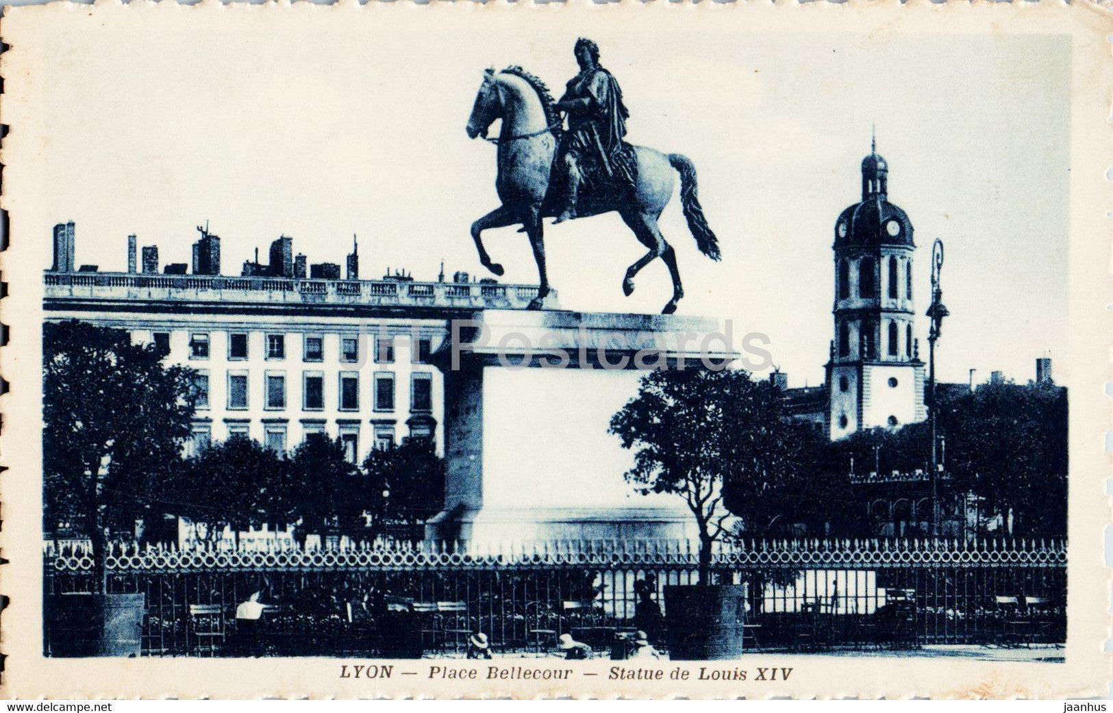 Lyon - Place Bellecour - Statue de Louis XIV - horse - old postcard - 1934 - France - used - JH Postcards