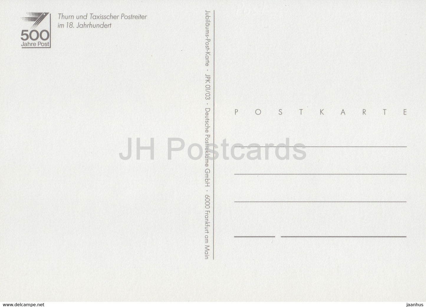 Thurn und Taxisscher Postreiter im 18 Jahrhundert - cheval - 1 - illustration - Allemagne - inutilisé