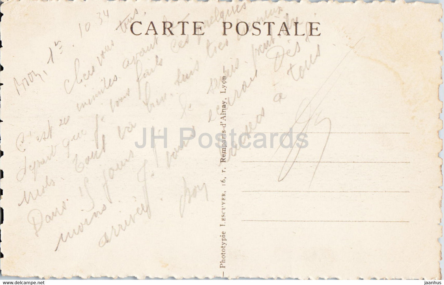 Lyon - Place Bellecour - Statue de Louis XIV - horse - old postcard - 1934 - France - used