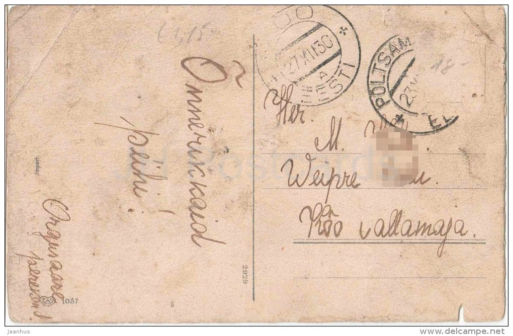 christmas greeting card - winter view- house - EAS 1057 - circulated in Estonia 1930 Põltsamaa - JH Postcards