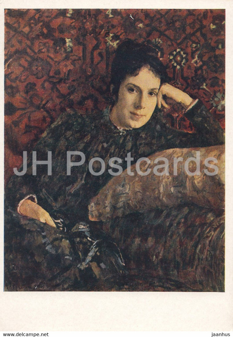 painting by V. Serov - Portrait of Yekaterina Chokolova - Russian art - 1962 - Russia USSR - unused - JH Postcards