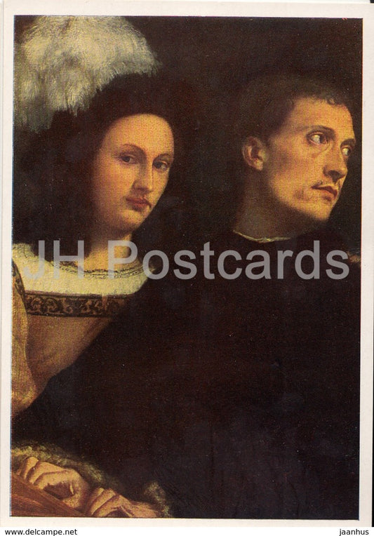 painting by Giorgione - The Concert , fragment - Italian art - Germany - unused - JH Postcards