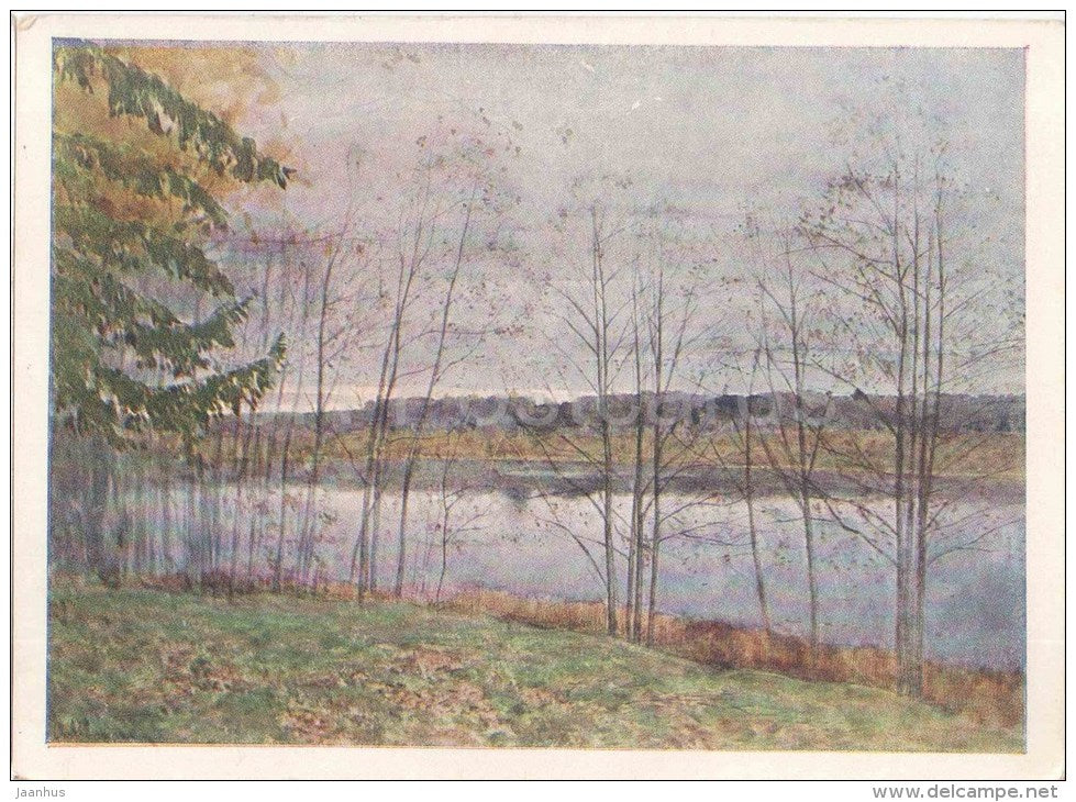 painting by I. Levitan - The Autumn . Watercolor - russian art - unused - JH Postcards