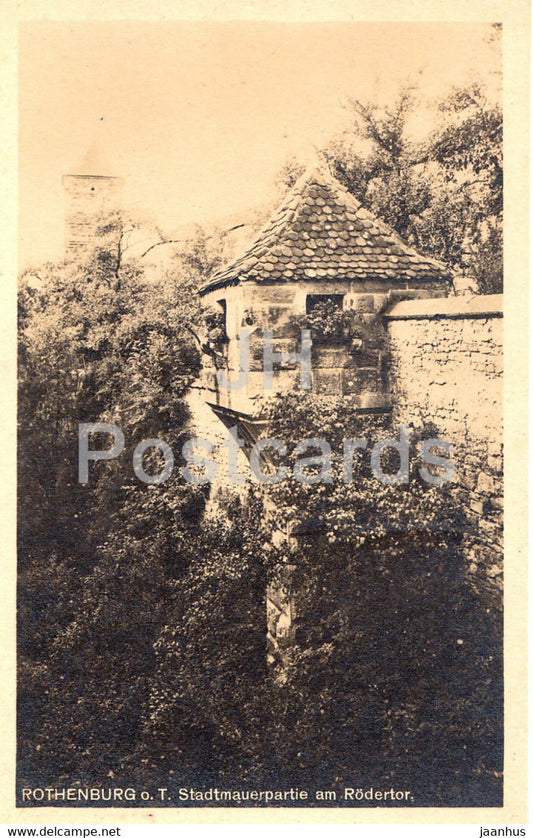 Rothenburg o d Tauber - Stadtmauerpartie am Rodertor - old postcard - Germany - unused - JH Postcards