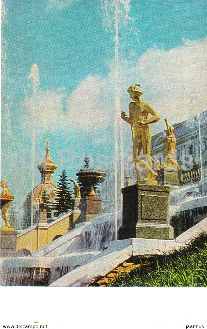 Petrodvorets - Fountains of Great Cascade - 1974 - Russia USSR - unused - JH Postcards