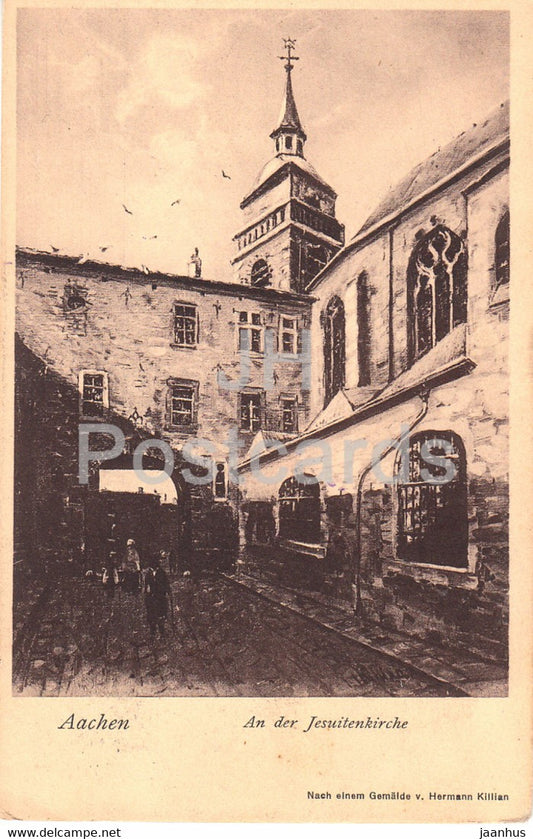 Aachen - An der Jesuitenkirche - Gemalde v Hermann Killian - old postcard - Germany - used - JH Postcards