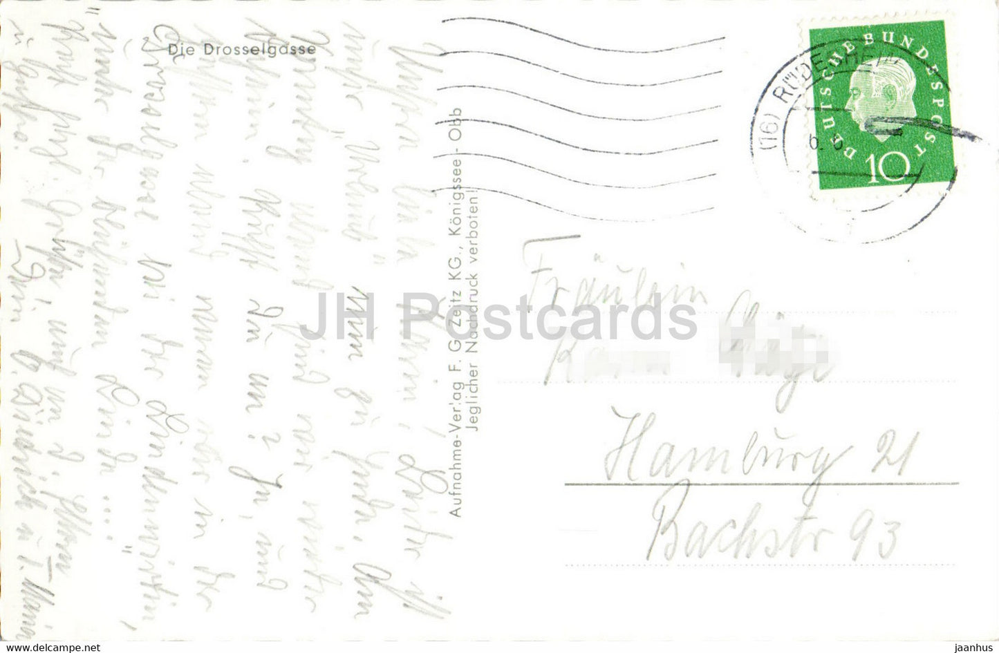 Rüdesheim a Rh - Die Drosselgasse - alte Ansichtskarte - Deutschland - gebraucht