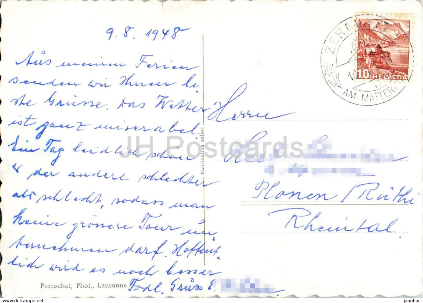 Zermatt - Cervin - 17 - 1948 - carte postale ancienne - Suisse - d'occasion