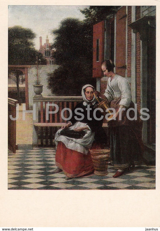 painting by Pieter de Hooch - Mistress and maid - Dutch art - 1972 - Russia USSR - unused - JH Postcards