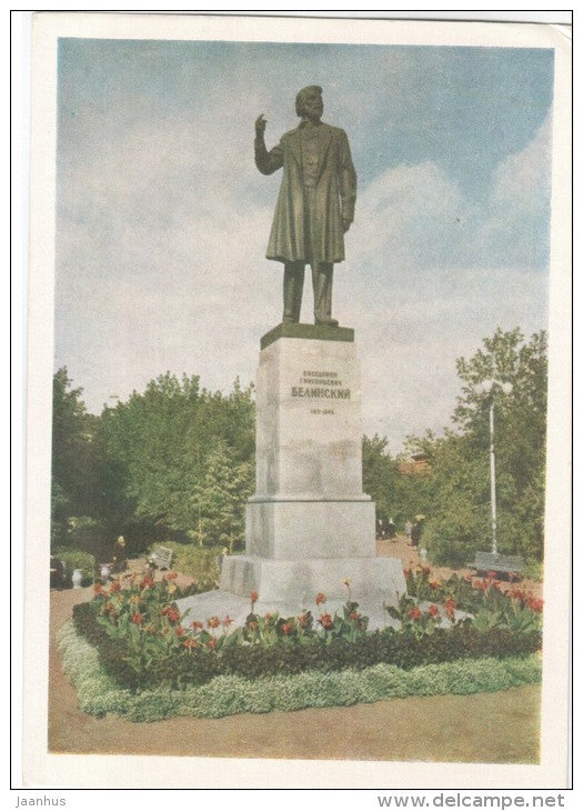 Monument to writer V.Belinski - Penza - 1961 - Russia USSR - unused - JH Postcards