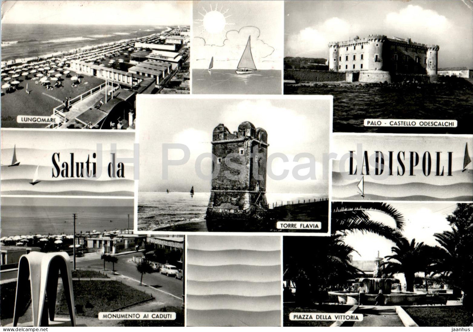 Saluti da Ladispoli - Greetings from Ladispoli - multiview - 13541 - 1964 - Italy - used - JH Postcards
