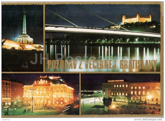 Bratislava - slavin - castle - National Theatre - Czechoslovakia - Slovakia - used 1974 - JH Postcards