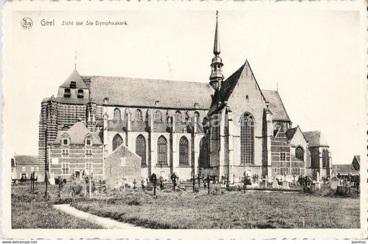 Geel - Zicht der Ste Dymphnakerk - church - old postcard - Belgium - unused - JH Postcards