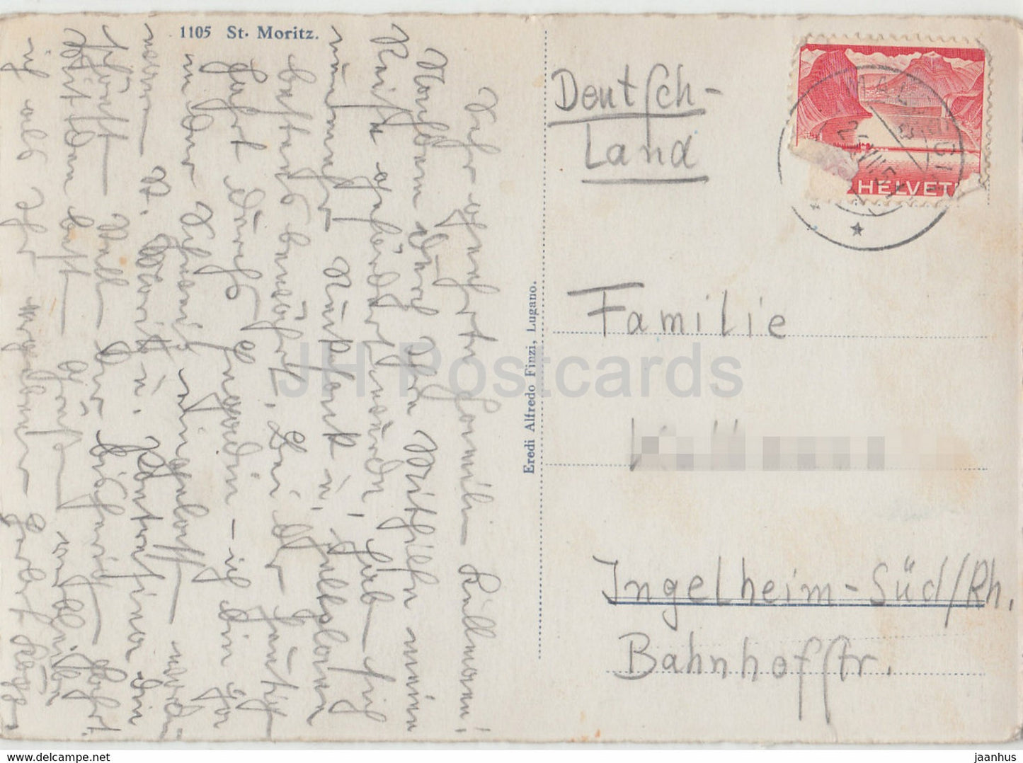 St Moritz - 1105 - old postcard - 1951 - Switzerland - used