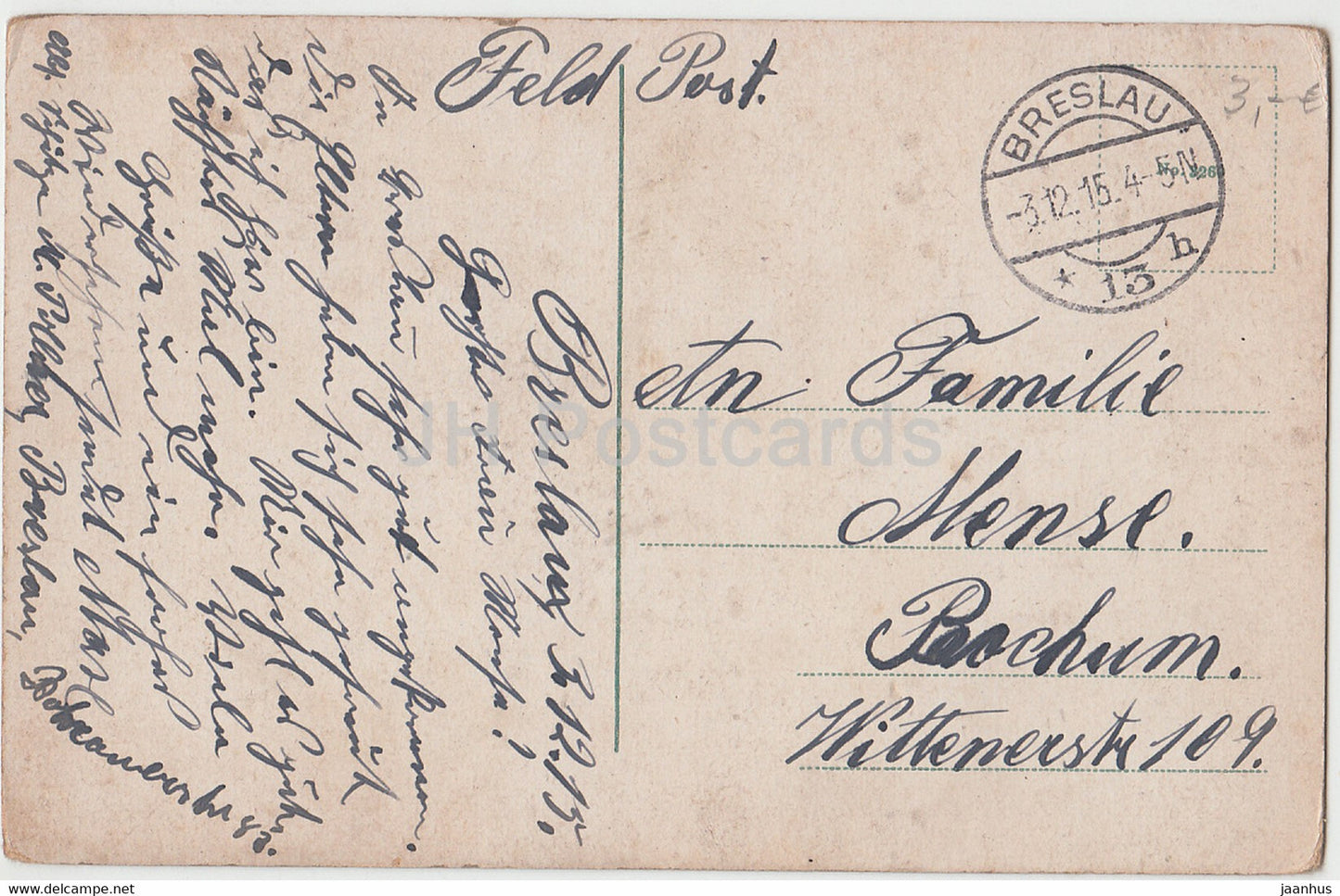 Breslau - Wroclaw - Kaiserbrucke - pont - Feldpost - carte postale ancienne - 1915 - Pologne - utilisé