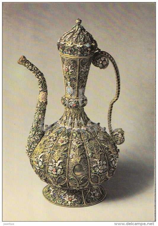 Jug for Hand Washing - silver - gold - Russian Applied Art - 1987 - Russia USSR - unused - JH Postcards