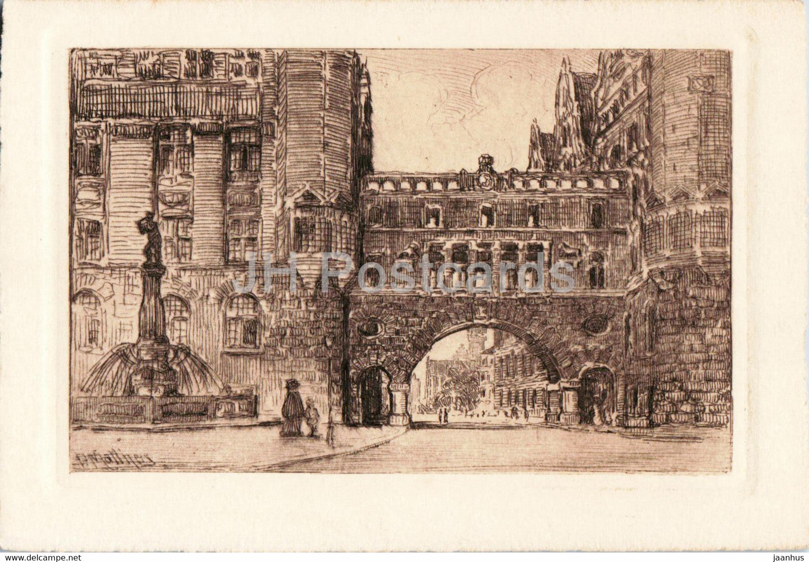 Leipzig - Verbindungsgang am neuen Rathaus - illustration - old postcard - Germany - unused - JH Postcards