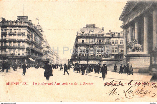 Bruxelles - Brussels - Le Boulevard Anspach vu de la Bourse - A La Ville D'Alger - old postcard - 1903 - Belgium - used - JH Postcards