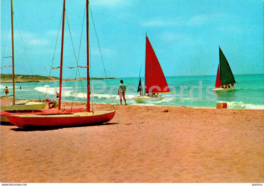 Achsib - The Mediterranean Club - The Beach - sailing boat - 5918 - Israel - unused - JH Postcards