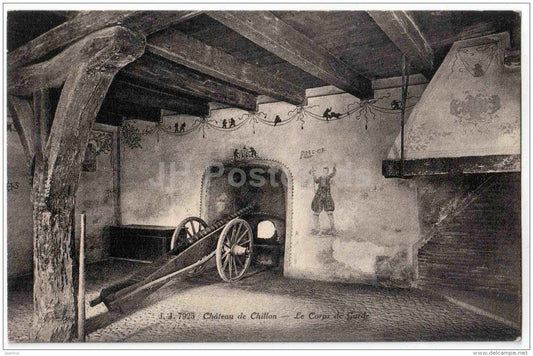 Chateau de Chillon - Le Corps de Garde - cannon - castle - J. J. 7925 - Switzerland - unused - JH Postcards