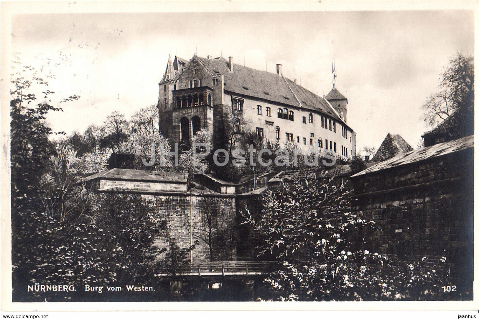 Nurnberg - Burg vom Westen - 102 - old postcard - 1932 - Germany - used - JH Postcards