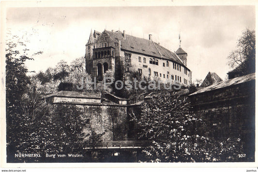 Nurnberg - Burg vom Westen - 102 - old postcard - 1932 - Germany - used - JH Postcards