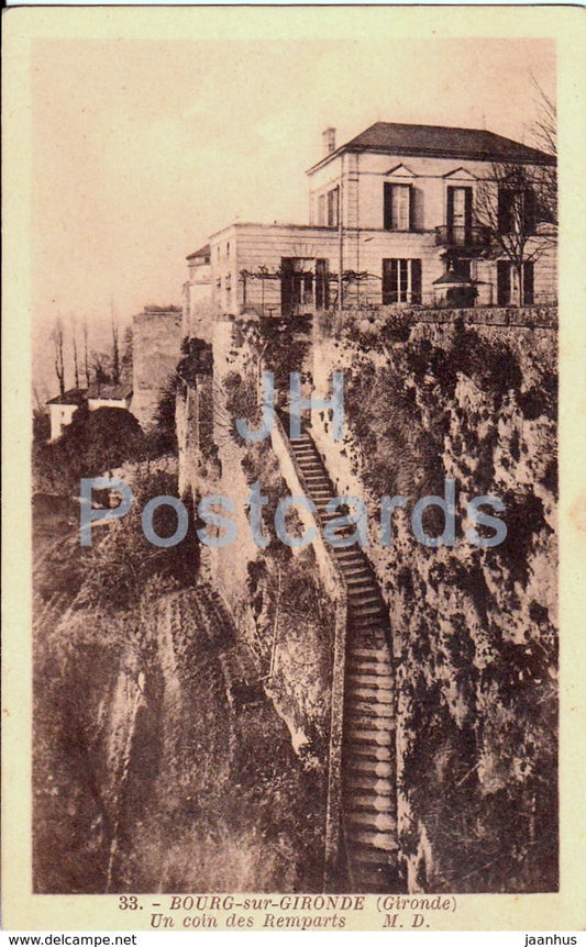 Bourg sur Gironde - Un coin des Remparts - 33 - old postcard - France - used - JH Postcards